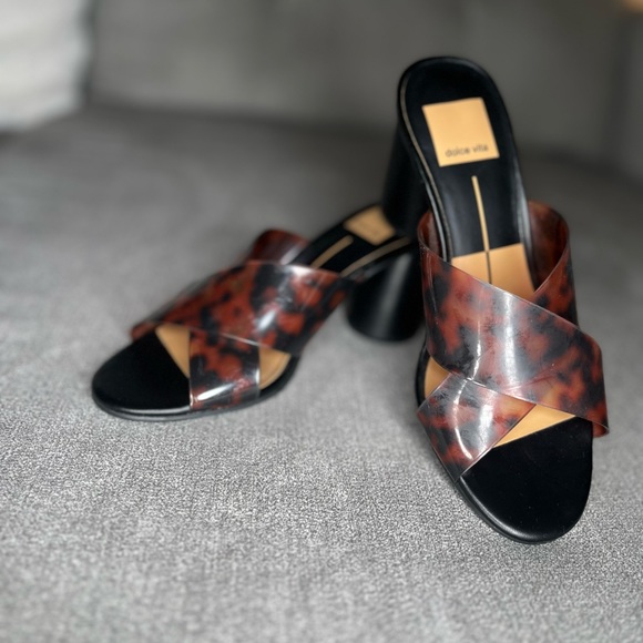 Dolce Vita Leopard Print Slide On Heels - Picture 3 of 3